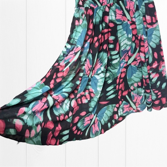 Torrid Butterfly Floral Print Midi Chiffon Mock Neck Skater Dress Size 1 1XL NWT - Picture 6 of 13